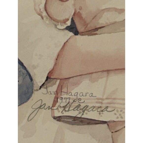 Jan Hagara Oval Frame Matted Art Girl & Doll Romantic Victoriana ‘77 Cottagecore - Picture 5 of 16